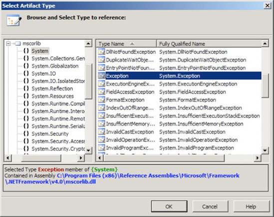 Setting the exception handler type