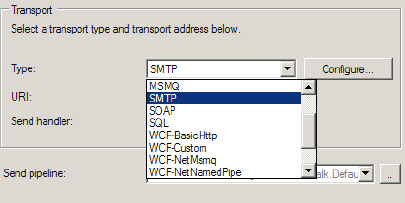 Specifying the SMTP transport type