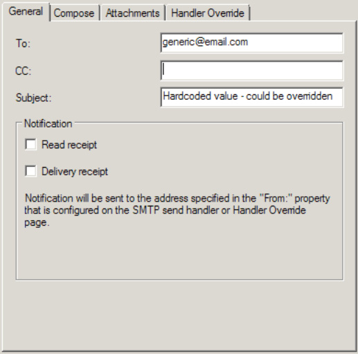 Configuring the general options for the SMTP adapter