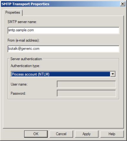 SMTP handler configuration within Platform Settings