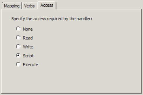 The Access tab in Request Restrictions of IIS 7.0