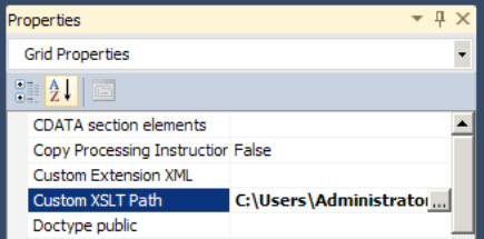 Setting the Custom XSLT property of the map