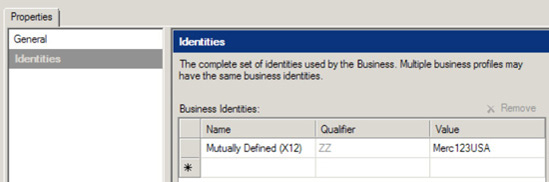 Setting a business profile's identities