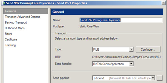 Base configuration of Send Port