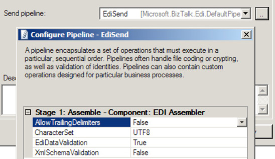 Configuring the EdiSend pipeline