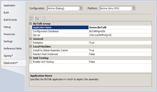 Setting deployment properties