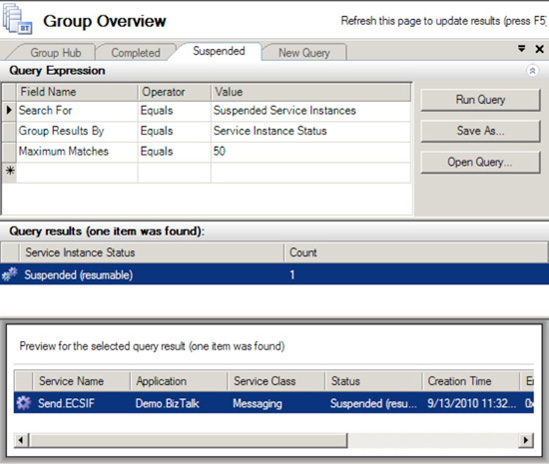 Suspended service instances query