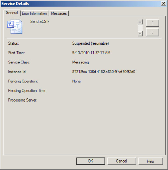 General tab of the Service Details dialog box