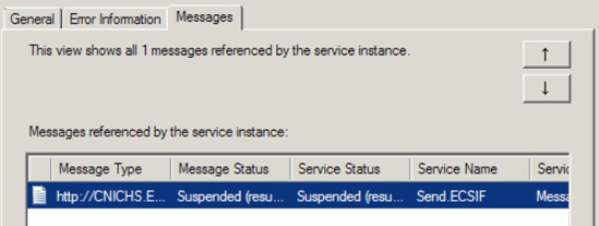 Messages tab of the Service Details dialog box