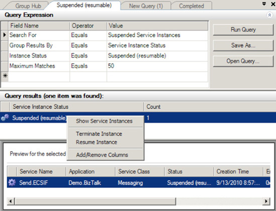 Resuming a single suspended instance