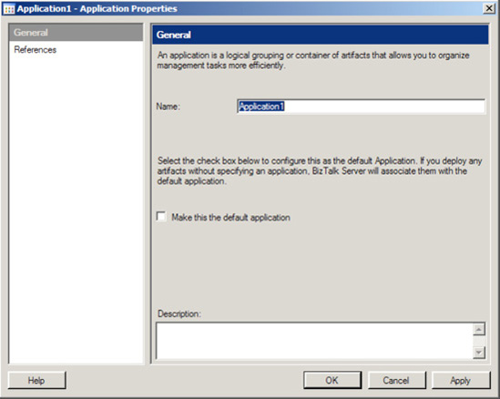 Application Properties dialog box