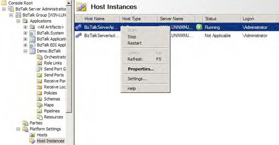 Restarting the host instance