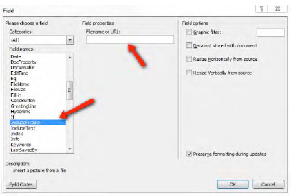 Configuring a Word document with the Excel Services REST API URL