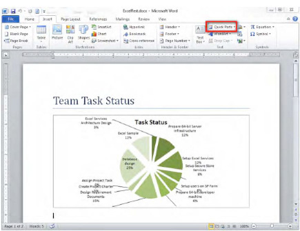 A Word document displaying a chart from Excel Services using REST API