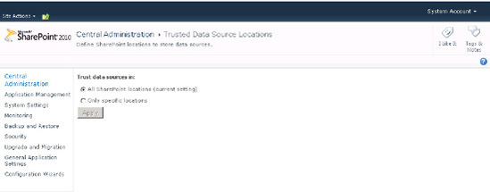 Trusted data source locations (default setting)