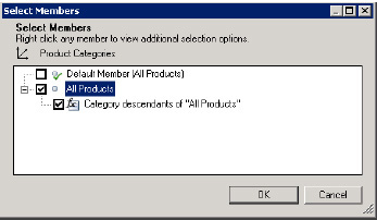 Selecting members for the report's default view