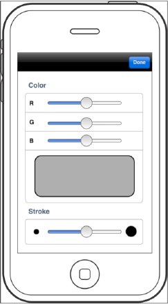 The wireframe of a palette view that can fulfill our second requirement