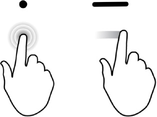 A dot created by a single touch vs. a line by dragging it on the screen