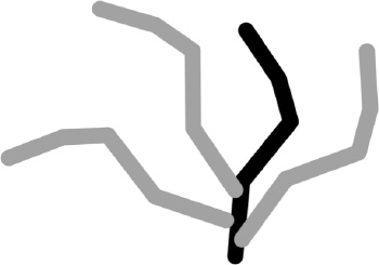 A pattern with both original and cloned strokes—a black stroke indicates the original stroke. Gray strokes are copies of the black one.