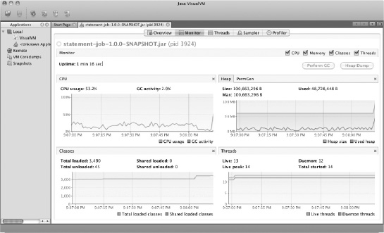 Monitoring results of the statement job with a memory leak