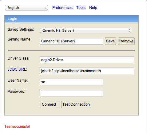 Visualizing the database in the H2browser