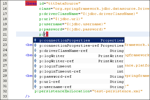 The Spring XML namespaces