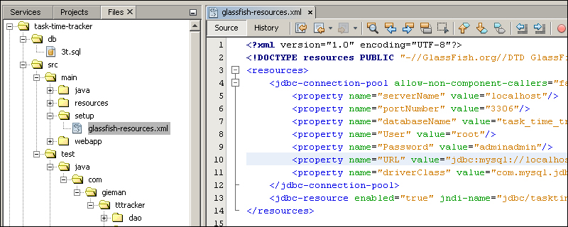 Configuring the GlassFish server