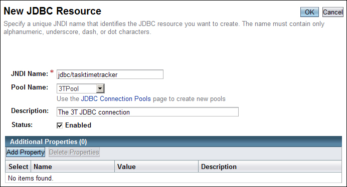 Configuring the JDBC resource