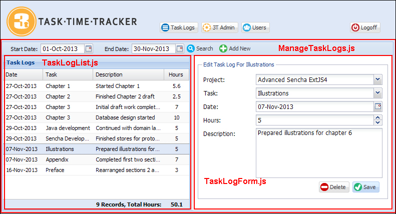 Building our task log views