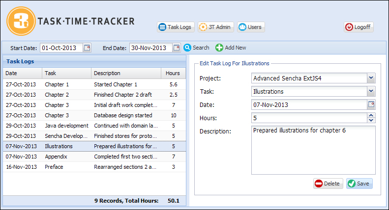 Building the Task Log User Interface