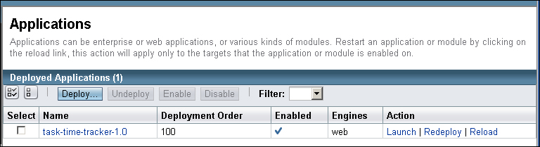 Deploying the WAR file using the admin console