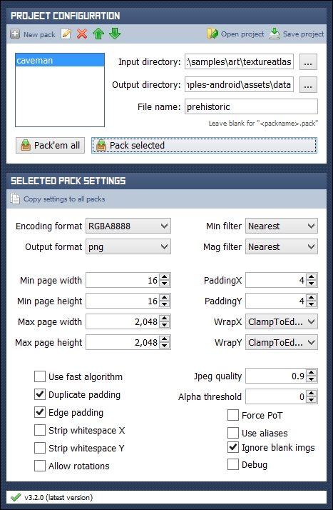 Packing PNG files into an atlas