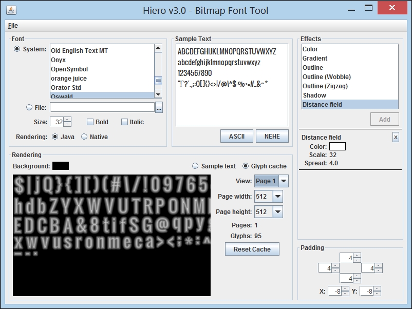 Generating distance field fonts with Hiero