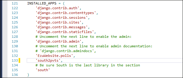 Schema migration with South