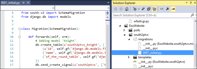 Schema migration with South