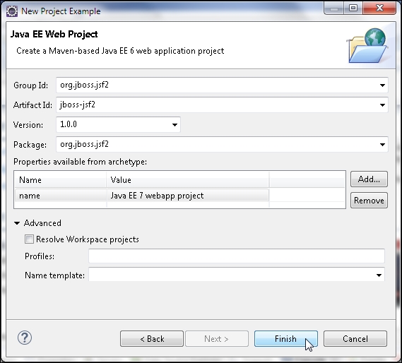Creating a Java EE web project