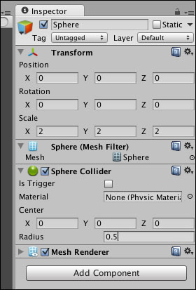 Example – implementation of Sphere Collider