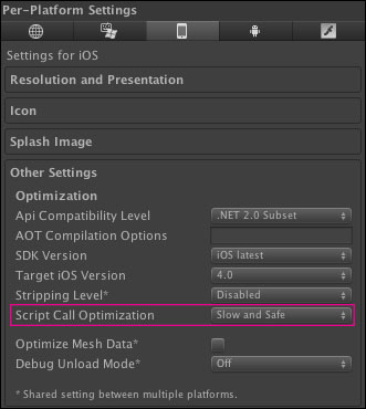 Script call optimization for an iOS build