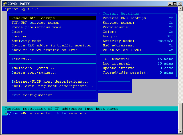 Configuring IPTraf