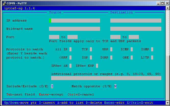 Configuring IPTraf