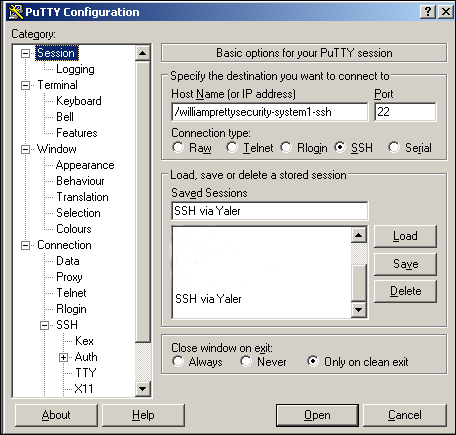 Configuring PuTTY