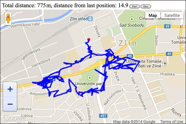 Position and distance tracker with the GeoLocation API and Google Maps API