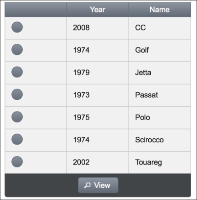 Single selection with radio buttons