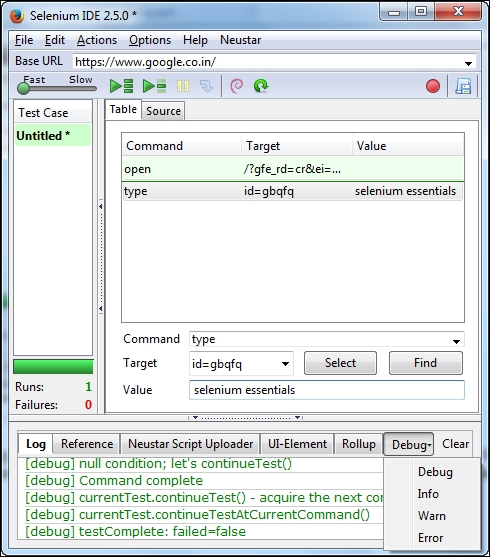 The Selenium IDE