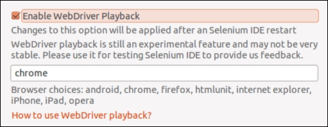 Prerequisites for the WebDriver playback feature