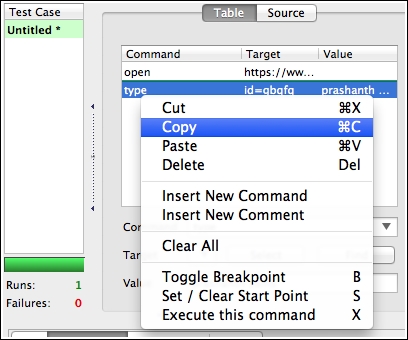 The Selenium IDE clipboard