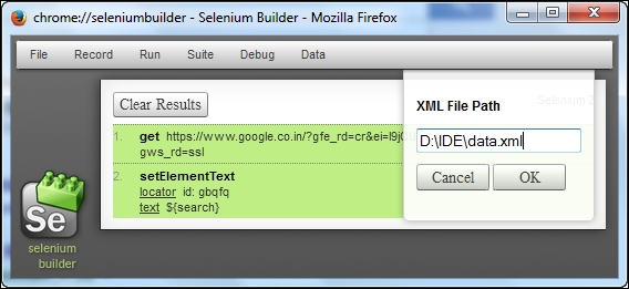 Testing using an XML file