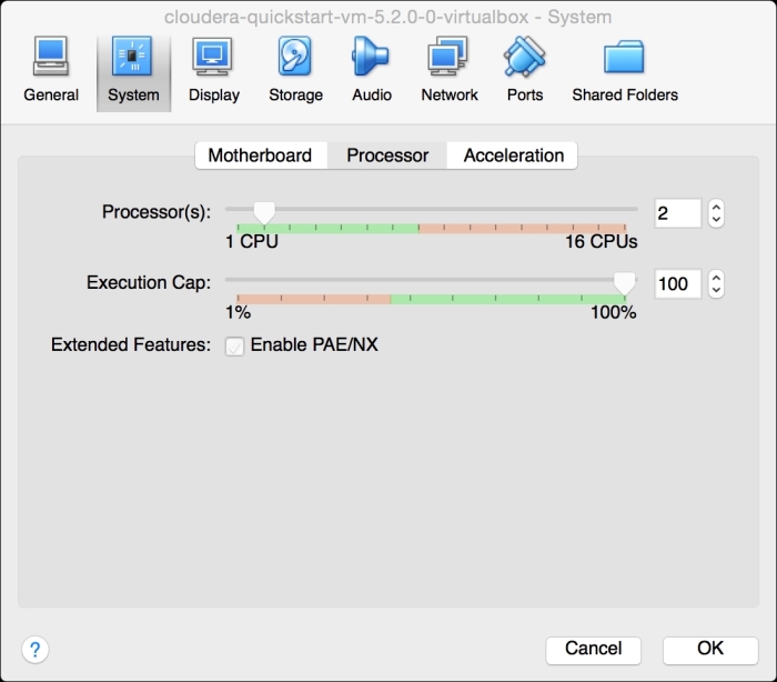 Running Cloudera VM on VirtualBox