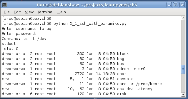 Secure shell – access using Python