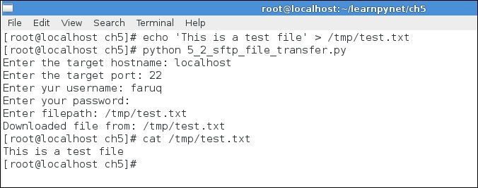 Transferring files through SFTP